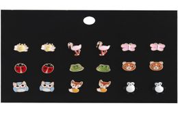 Kimter Cute Animals Hypoallergenic Stud Earrings Set Fashion Owl Ladybug Piercing Earring for Girls Women Accessories Gift Kids H31180221