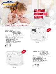 Detector HOUSEACE Home Use Carbon Monoxide Smoke Alarm Smart Photoelectric Combustible Gas Detector LCD Display 10 Year Life KD218A