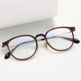 Оптические очки для мужчин и женщин Ретро-дизайнер 5005 TR90 Модные листовые очки Титановая оправа Детальная эластичность Овальный стиль Анти-синий свет Линза с коробкой