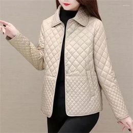 Women's Trench Coats Diamond Plaid Coat With Cotton Jacket Women Short Winter 2024 Korean Version Loose Casual Light Thin Small Outerwear