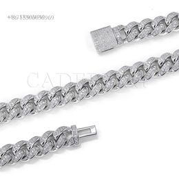 Hip Hop 12Mm 2 Rows Stones Iced Out Moissanite Link Chain Sterling Sier Necklace Bracelet Miami Cuban Links Men