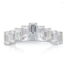 Cluster Rings SpringLady 925 Sterling Silver Emerald Cut 3 5MM Lab Sapphire Gemstone Fine Jewelry Ring For Women Wedding Band