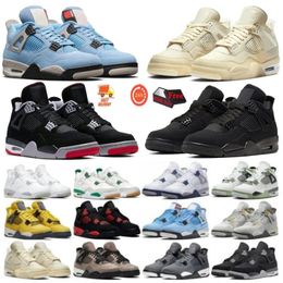 4s Frozen Moments Basketball Shoes 4S White Thunder Military Blue Black Cat Canvas University Blue Men Women Trainers Outdoor Sports with box