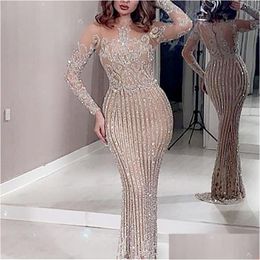 Basic & Casual Dresses Y Long Dress Women Sleeveless Solid Sequin Evening O Neck High Street Dance Wedding Prom Party Night Fashion D Dh7Tk