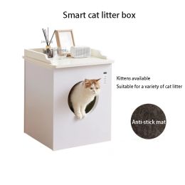 Mirrors Self Cleaning Cats Litter Boxes Smart Electric Cat Plastic Toilets Deodorant Antisplash Fully Enclosed Pets Bedpans Products L