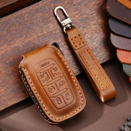 Luxury Leather Car Key Case Cover Fob Protector Keychain Accessories for Chrysler Grand Voyager Phev Remote Keyring Holder Bag