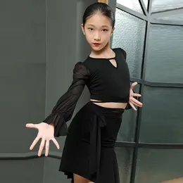 Stage Wear Latin Dance Dress For Girls 2024 Autumn/winter Professional Performance Practise High-end And Stylish Set
