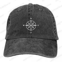 Berets Compass North South East West Sailing Fashion Unisex Cotton Baseball Cap Classic Adult Adjustable Men Women Denim Hat