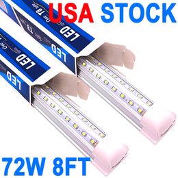 LED Shop Light 8FT 72W 7200LM 6500K Garage Lights with Reflectors, V Shape Linkable LAED Shops Lights, Clear Cover Ceiling Lighting, T8 Integrated Cabinet crestech