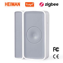 Detector HEIMAN Zigbee Tuya Door window sensor magnetic switch Detector alarm for smart house Security home alarm system