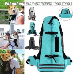 Carriers Soft Dog Carrier Bag Reflective Breathable Pet Backpack for Corgi Bulldog Large Dogs Adjustable Outdoor Hiking Dog Carrier Bag