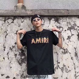 luxury Flame amari Clothing Tshirt amirl Print women amirlies designer Fashion am Tees Am amis Style 9ssh imiri Burning Letter amiiri men Theme Short Sleeve Hig 6FLB