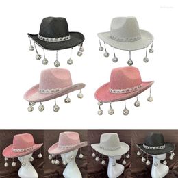 Berets Cowgirl Hat Flickering Cowboy Glitters Balls For Music Festivals Versatile Knight DXAA