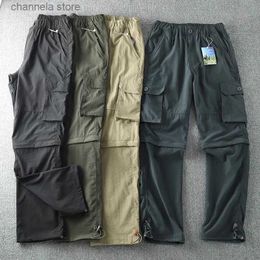Men's Pants Men Quick-dry Cargo Pants 2023 Summer Thin Double-used Removable Loose Straight Pants Travel Hiking Climbing Fishing Trousers T240227