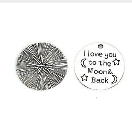 100pcs Antique Silver I Love You to the Moon and Back Charms Pendants 25mm2687