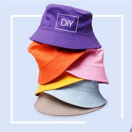 Caps & Hats Blank Kids Bucket Hats Baby Boys Girls Caps Plain Fishing Hat Cotton Sun Breathable Summer Drop Delivery Baby, Kids Matern Dhepr