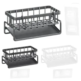 Kitchen Storage Caddy For Countertop Sponge Holder Stainless Steel Dish Racks Organisers Towel Bar Drain Tray Home Accessories