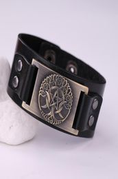 Tree Of Universe Nordic Hexagram Amulet Bracelet Mens Designer Jewelry Black And Brown Genuine Leather Bracelets2834951