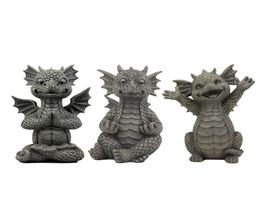 Garden Decorations Dragon Meditation Statue In The Yard Fantasy Resin Collecting Crafts 18x11x9cm Outdoor Decoration1119297