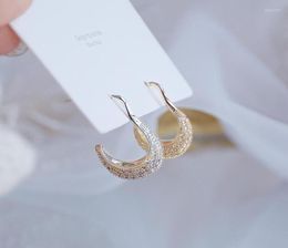 Stud Ins Crescent Moon Exquisite Inlaid Zircon Earrring For Women 14K Real Gold CZ Bling Earring Pendant7544627