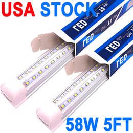 LED Shop Light 5Ft, 58W 5800LM 6500K, T8 LED Light Fixture, Clear Cover, Linkable Tube Lights,Ceiling and Utility Shops Lighting, Shop Lights Room, Garage crestech