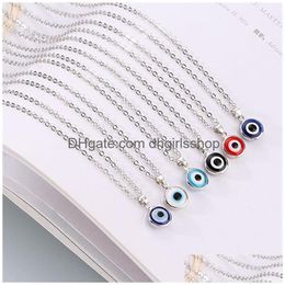 Anhänger Halsketten Blue Evil Eye Choker Halsketten Runder Anhänger Schlüsselbein Halskette Silber Goldscheibe Glücksbringer Schmuck Modedesign Tur Dhrbg