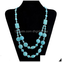 Beaded Necklaces Turquoise Stone Choker Necklaces Fashion Mtilayer Statement Jewellery Vintage Bohemia Beads Chain Beaded Necklace Xmas Dhyp5