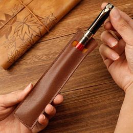 Sign Pen Cover Protective Sleeve Handcraft Desktop Organizer PU Leather Pencil Case Gifts High-end Waterproof