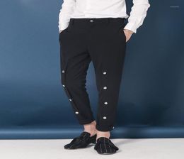 Men039s Clothing Hair Stylist GD Fashion Summer Metal Button Decoration Slim Casual Pants Plus Size Costumes2469967