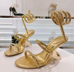 New Season JUNIPER sandal High Quality Spring/Summer New Broadband Metal Snake Bone Wrapped Strap High Heel Women's Black Silver Gold Sandals