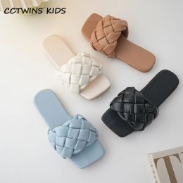 Sneakers Kids Slides 2022 Summer Toddler Flats Girls Fashion Brand Beach Sandals Princess Dress Slippers Weave Soft Sole White Baby Shoes