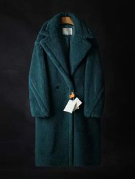 ForestGreen MMax teddy Xlong coat alpaca fur women coats lapel neck button oversized