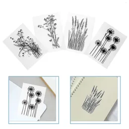 Storage Bottles 4pcs Clear Stamps Silicone Plants And Flowers For Making Decoration DIY Scrap- Booking Black