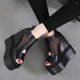 Boots Wedge Shoes Boots-Women Zipper High Heel Low Ladies Lolita 2024 Summer Sandals Mid Calf Solid Mid-Calf Fabric Flock Scanda