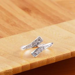 Cluster Rings Fine 925 Stamped Silver Luxury Crystal Ring For Women Adjustable Size Fashion Party Wedding Engagement Jewellery Couple Gifts