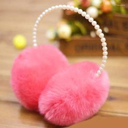 Berets 1pc Soft Plush Ear Warmer Winter Warm For Women Fashion Earflap Outdoor Cold Princess Pearl Protection Earmuffs Cover