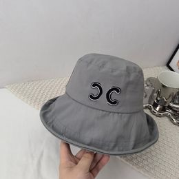 Foldable edge designer hat with solid color letter embroidery for fisherman's hats Women's/Men's lightweight cotton bucket hats with UPF 50+