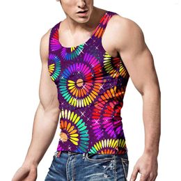 Men's Tank Tops Mens Summer Carnival Rainbow Vest With Unique Personality Unrestrained And Enthusiastic Long Sleeve Shirt