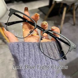 Eyeglass Frame Blue Light Blocking Glasses for Men Women Retro Half Frame Computer Optical Vintage Square Eyewear Anti-radiation Eyeglasses
