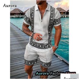 Men'S Tracksuits Mens Luxury Set Summer Vintage Tracksuit Casual Stylish Outfit Male Shirt Suit Hawaii Style Clothing Streetwear Dro Dhke5