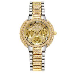 Great quality women Designer WristWatches three eyes fashion casual full diamonds with box lady Luxury Dial 35mm quartz Watchs no490