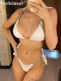 Women's Swimwear New Sexy 2024 Bling Diamond Bikini Women Swimwear Female Swimsuit Two-pieces Bikini set Jewelled Bather Bathing Suit Swim V2268W T240227