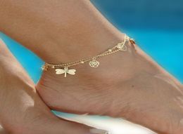 Gold Bohemian Anklet Beach Foot Jewellery Leg Chain Butterfly Dragoy Anklets for Women Barefoot Sandals Ankle Bracelet Feet 2d48778794