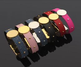 Titanium steel jewelry popular round brand old flower skin multi nail Bracelet Black Red Pink Color old flower leather bracelet8249546