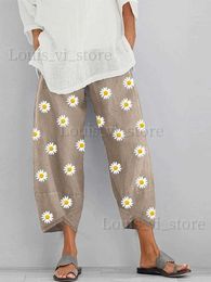Pantaloni da donna Capris Plus Times 2023 Nuovo donna Elastic Waist Polka Dot Pattern Nove Minute Sliose Fit Over Size Summer and Fall Casual Cashing T240227