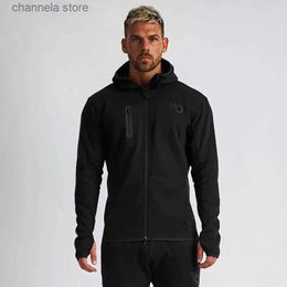 Men's Hoodies Sweatshirts New Mens Gym Cotton Sports Hoodies Jogger Fashion Zipper Jacket Casual Hooded Brand Male Clothing Running Coat Fitness Wear T240227