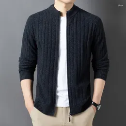 Men's Sweaters Men Wool Knitted Cardigan 2024 Autumn Winter Zippers Thicken Warm Pure Sweater Coats