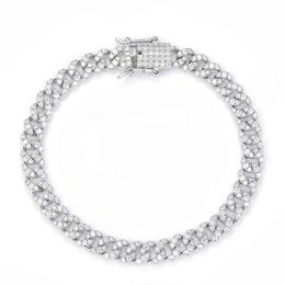 Hip Hop Wholesale Single Row 6Mm Wide Link Necklace With Moissanite Diamond Cuban Chain Jewelry