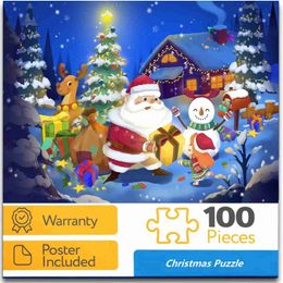 Puzzles 100Pcs Santa Christmas Jigsaw Puzzle the gifts that count Fun Learning Educational Toy Xmas Newyear Gifts for Family TimeL2403