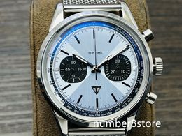 Top Time B01 Blue Mens Watch ETA 7750 Automatic Chronograph Movement 28800vph Stainless Steel Sapphire Crystal Luxury Wristwatch Water Resistance